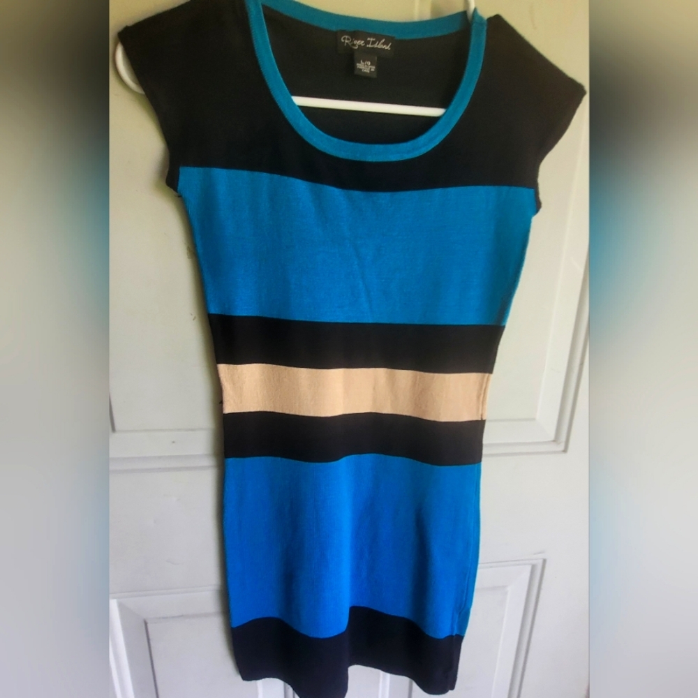 River Island Teal and Black Striped Dress